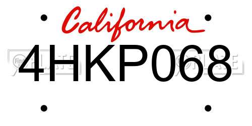 4HKP068 California License Plate