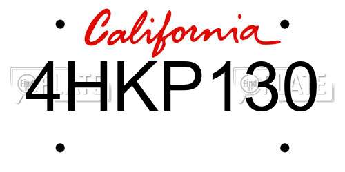 4HKP130 California License Plate