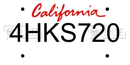 4HKS720 California License Plate
