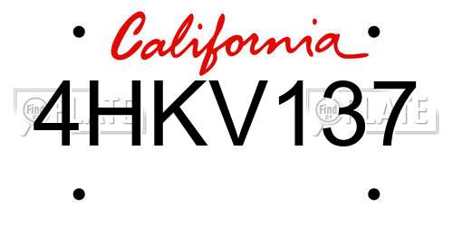 4HKV137 California License Plate