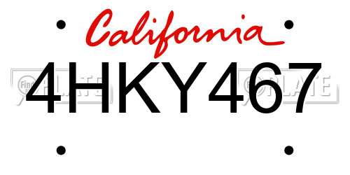 4HKY467 California License Plate