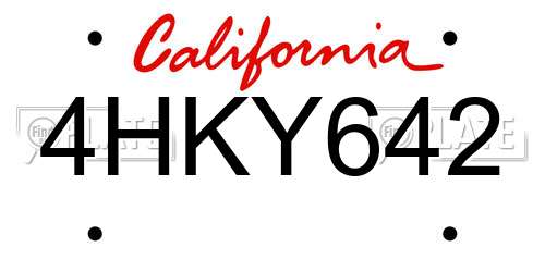 4HKY642 California License Plate