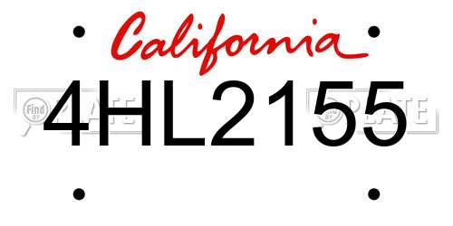 4HL2155 California License Plate