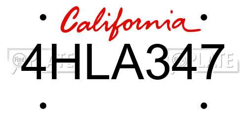 4HLA347 California License Plate
