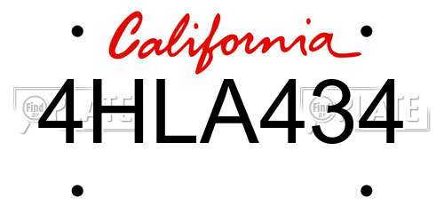 4HLA434 California License Plate