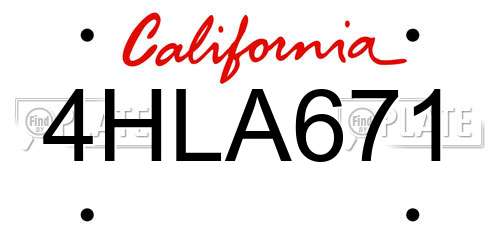 4HLA671 California License Plate