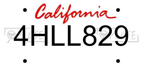 4HLL829 California License Plate