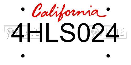 4HLS024 California License Plate