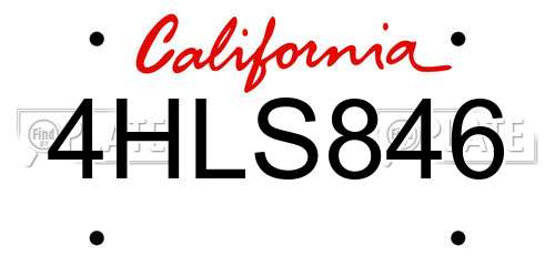 4HLS846 California License Plate