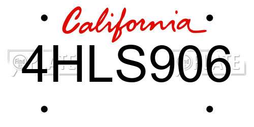 4HLS906 California License Plate