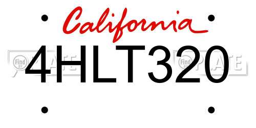4HLT320 California License Plate