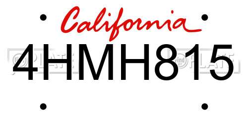4HMH815 California License Plate