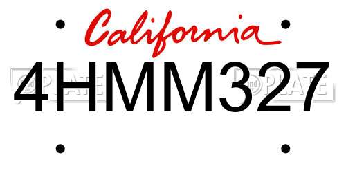 4HMM327 California License Plate
