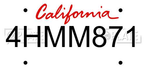 4HMM871 California License Plate