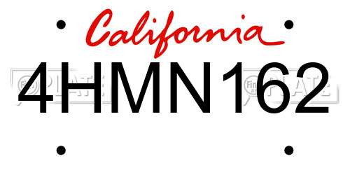 4HMN162 California License Plate