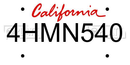 4HMN540 California License Plate