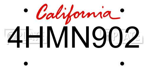 4HMN902 California License Plate
