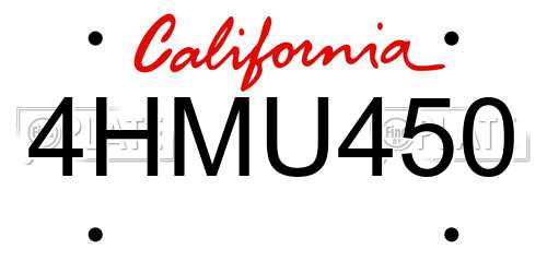 4HMU450 California License Plate