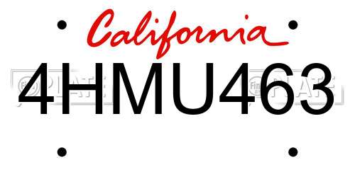 4HMU463 California License Plate