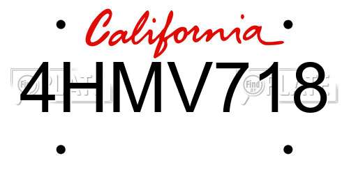 4HMV718 California License Plate
