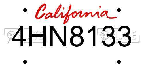 4HN8133 California License Plate