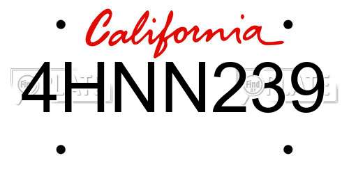 4HNN239 California License Plate