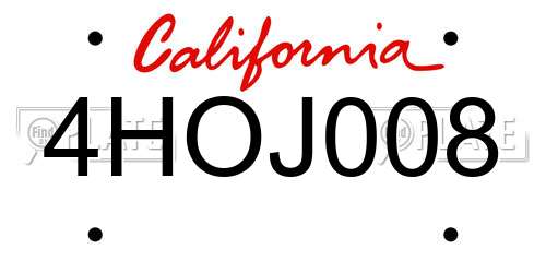 4HOJ008 California License Plate