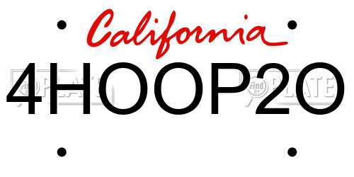 4HOOP2O California License Plate