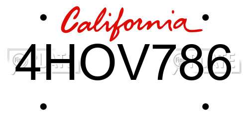 4HOV786 California License Plate