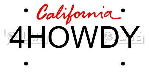 4HOWDY California License Plate