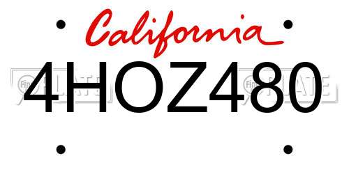 4HOZ480 California License Plate