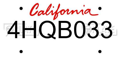 4HQB033 California License Plate