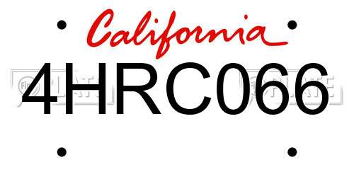 4HRC066 California License Plate