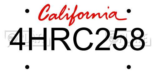 4HRC258 California License Plate