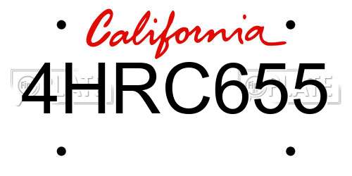4HRC655 California License Plate
