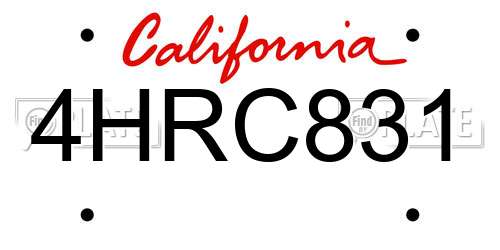 4HRC831 California License Plate