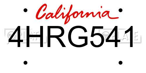 4HRG541 California License Plate