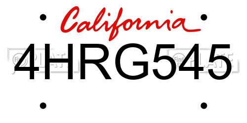 4HRG545 California License Plate