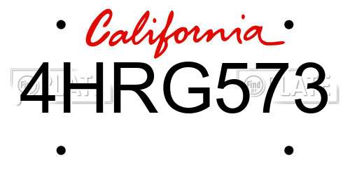 4HRG573 California License Plate