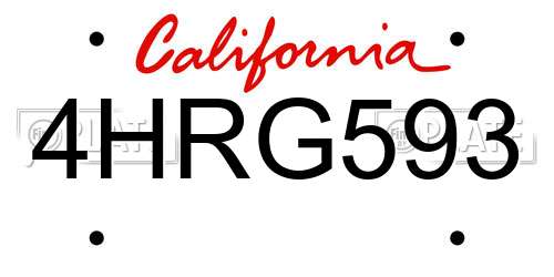 4HRG593 California License Plate