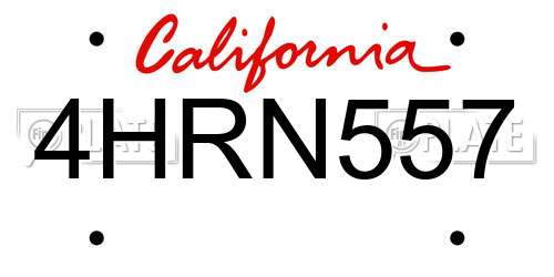 4HRN557 California License Plate