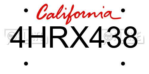 4HRX438 California License Plate
