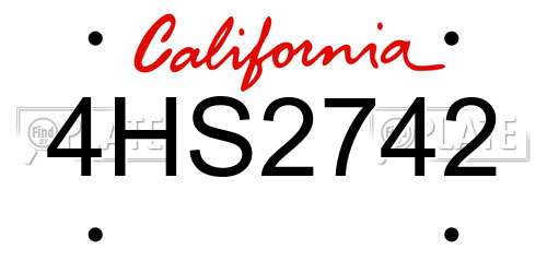 4HS2742 California License Plate