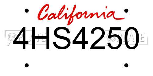 4HS4250 California License Plate