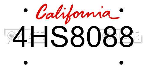 4HS8088 California License Plate