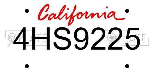 4HS9225 California License Plate