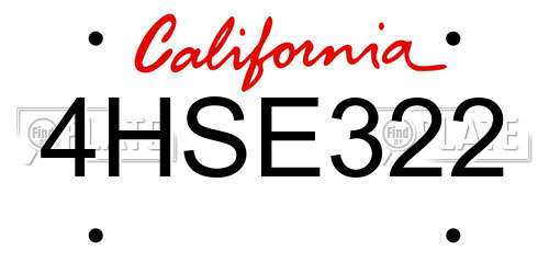 4HSE322 California License Plate