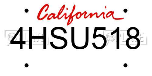 4HSU518 California License Plate