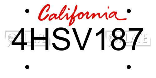 4HSV187 California License Plate