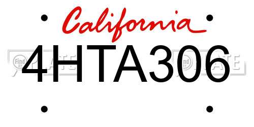 4HTA306 California License Plate